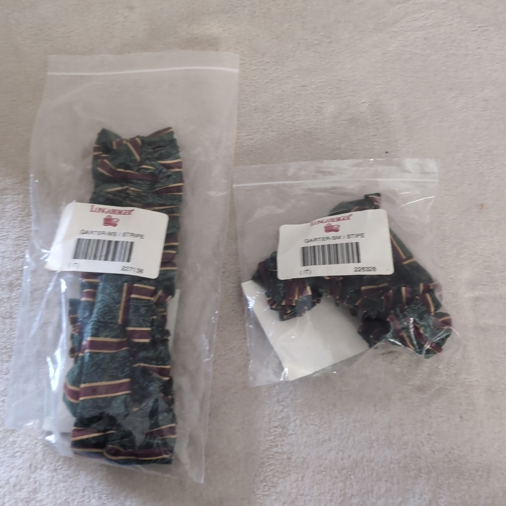 Longaberger Basket Stripe Small & Medium Garters 226328 &227138  NIB Vintage